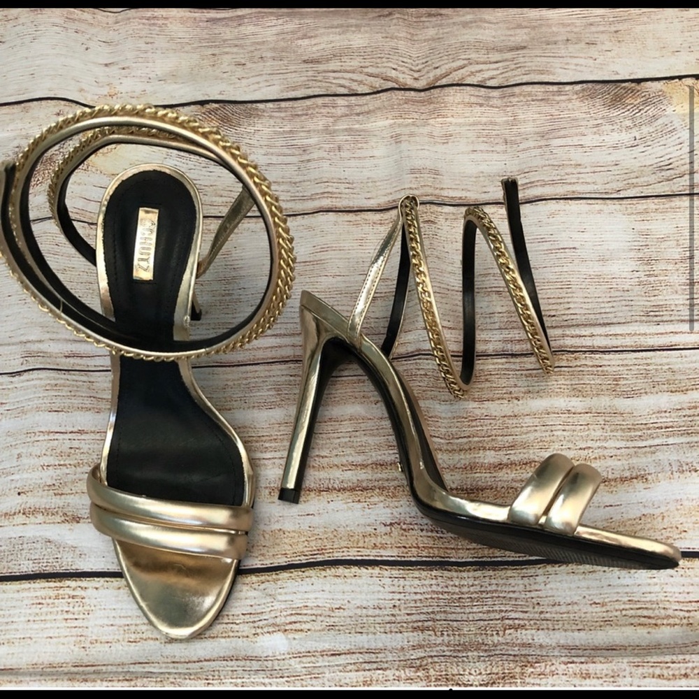 Schutz Monya Gold Chain Strappy Sandals